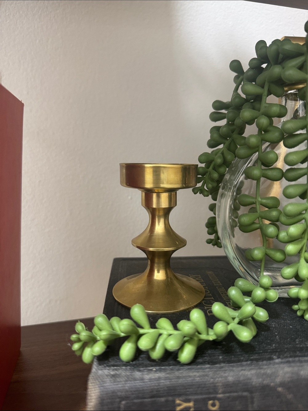 Brass Candlestick Holder - Brass Home Accent - 3.5" Tall - Geometric Shape